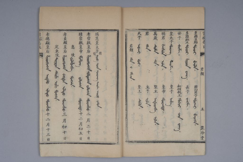 《清语摘钞》皇室名对照